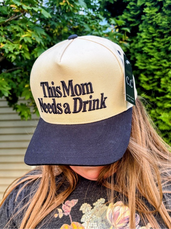 C.C Accessories - C.C 'This Mom Needs a Drink' Two-Tone Trucker Hat - Tan & Black